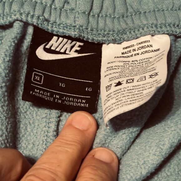 VTG Nike SWOOSH LOGO Cotton Sweat Shorts men's size XL Black tag  Blue - Picture 6 of 11